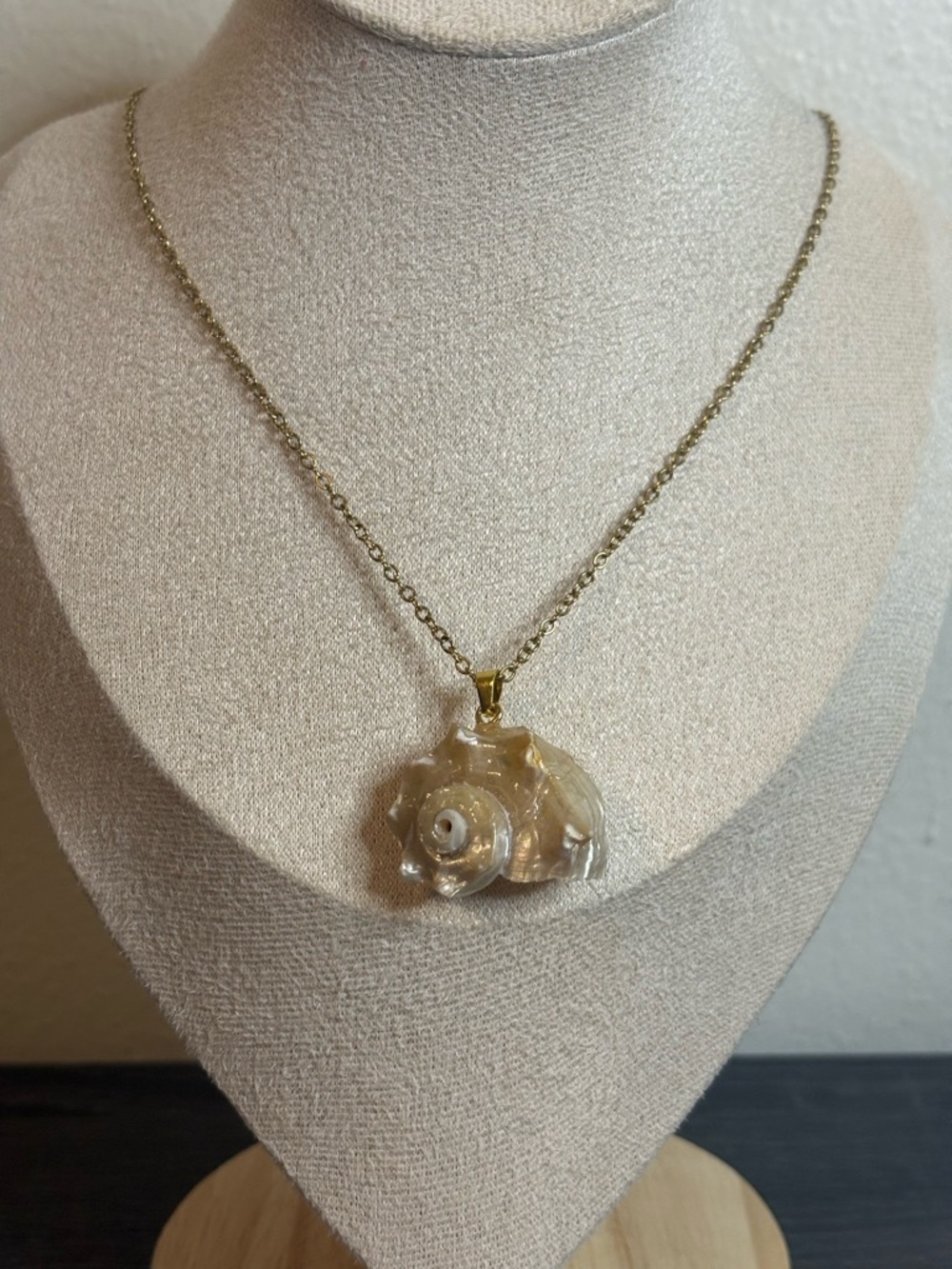 Handmade Gold Conch Shell Necklace